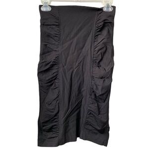 SPRING STREET Women’s Black Zipper Back Midi Side Ruched Pencil Skirt